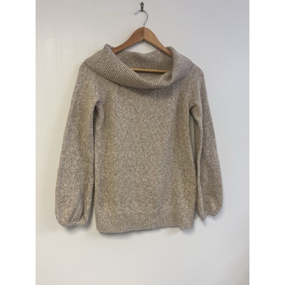 American Eagle Cozy Beige Oversized Cowl Neck Sweater Womens Small Cotton blend - Picture 1 of 8